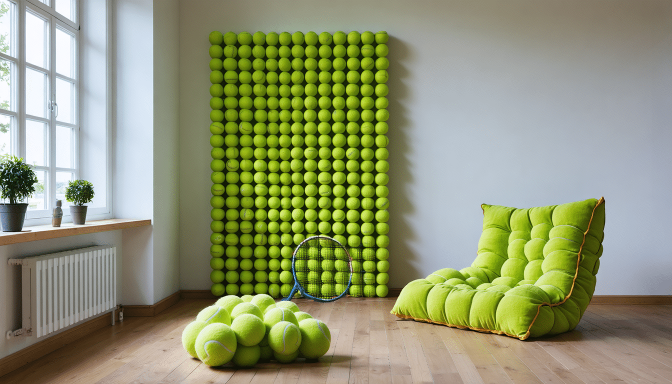 découvrez comment les balles de tennis recyclées deviennent du mobilier acoustique design, alliant réduction des déchets et confort sonore.